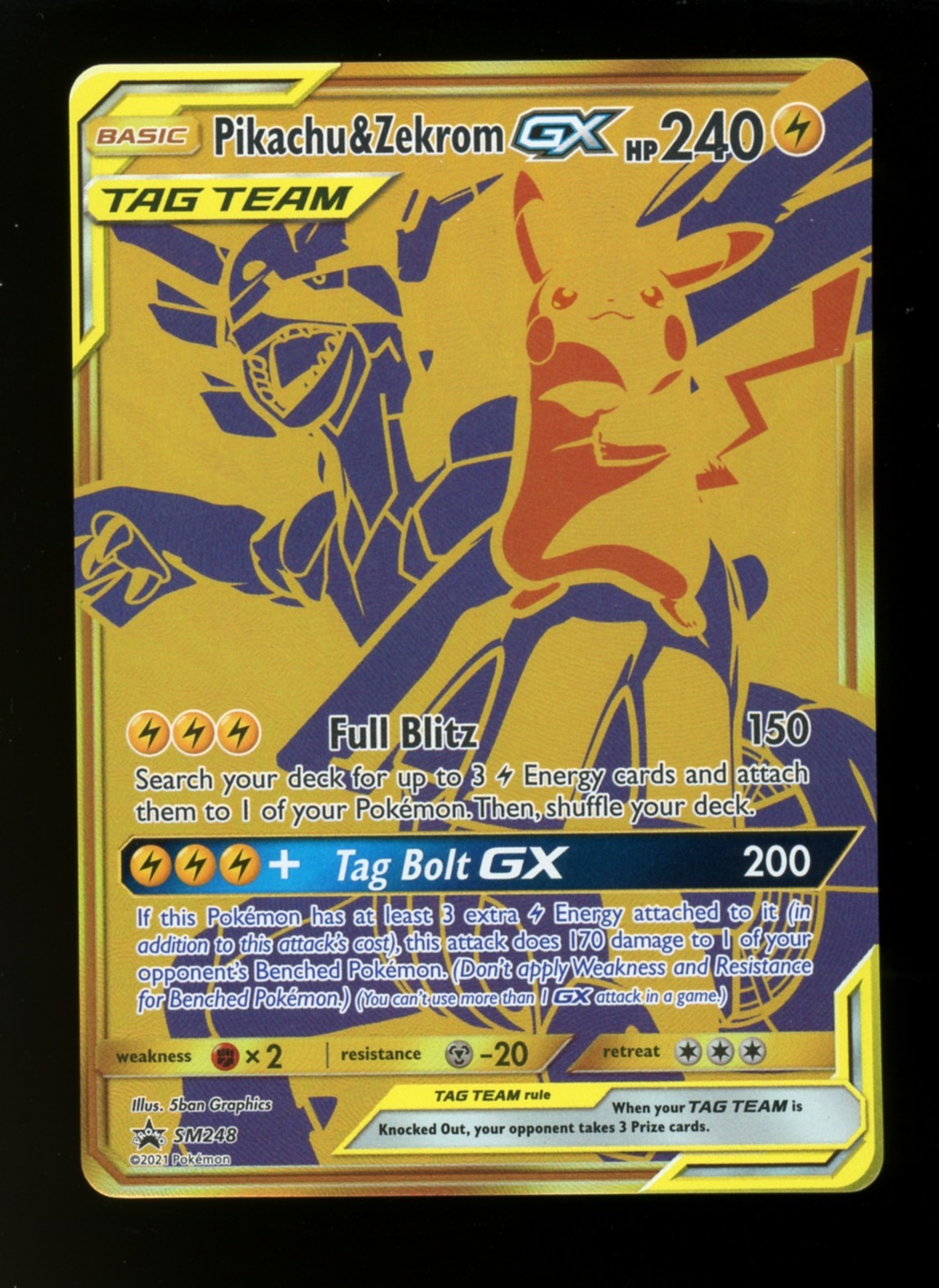 Pikachu & Zekrom GX SM248 Black Star Promo - Pokemon Sun & Moon Premium Coll. NM