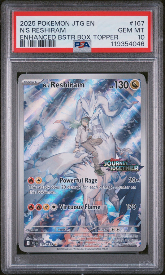 PSA 10 N's Reshiram 167/159 STAMPED Box Topper Journey Together Pokemon Gem Mint
