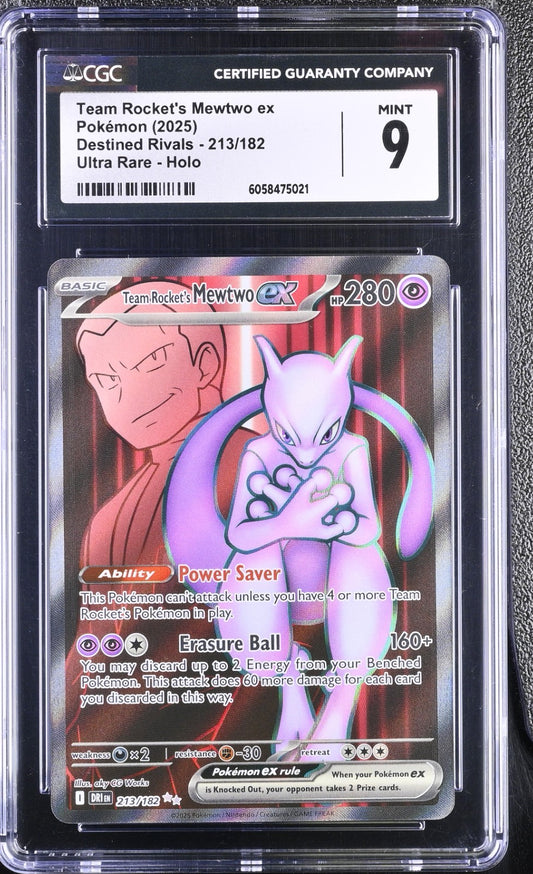 CGC 9 - Team Rocket's Mewtwo ex 213/182 Full Art  Pokemon Destined Rivals DRI EN