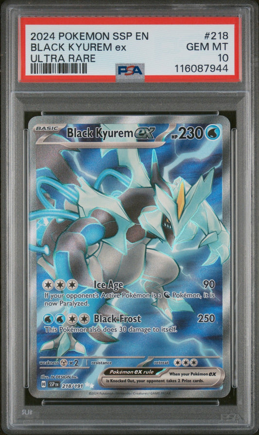 PSA 10 - Black Kyurem ex 218/191 Full Art Ultra Rare  Surging Sparks Pokemon TCG