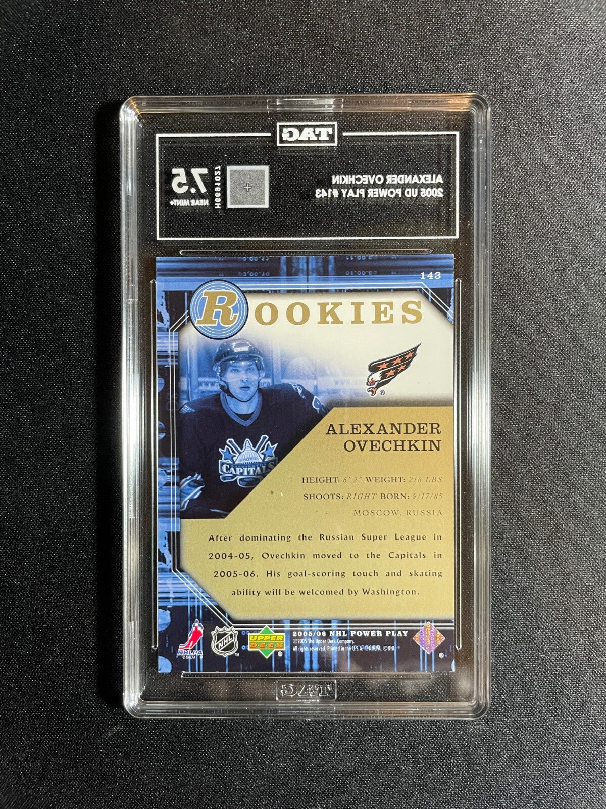 TAG 7.5 - Alexander Ovechkin #143 Rookie RC 2005-06 Upper Deck Power Play Hockey