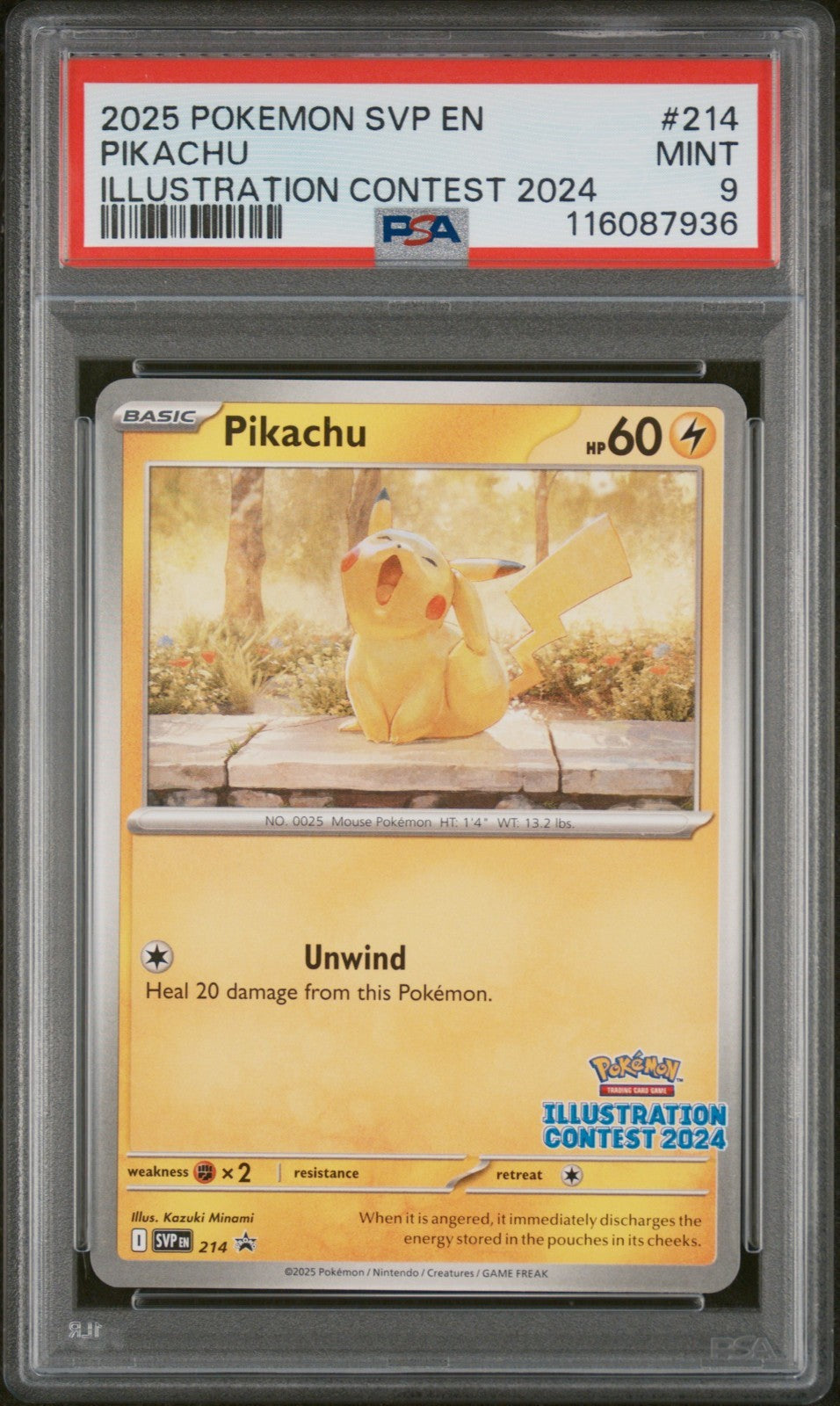 PSA 9 - Pikachu 214 SVP Black Star Promo - Pokemon Illustration Contest 2024