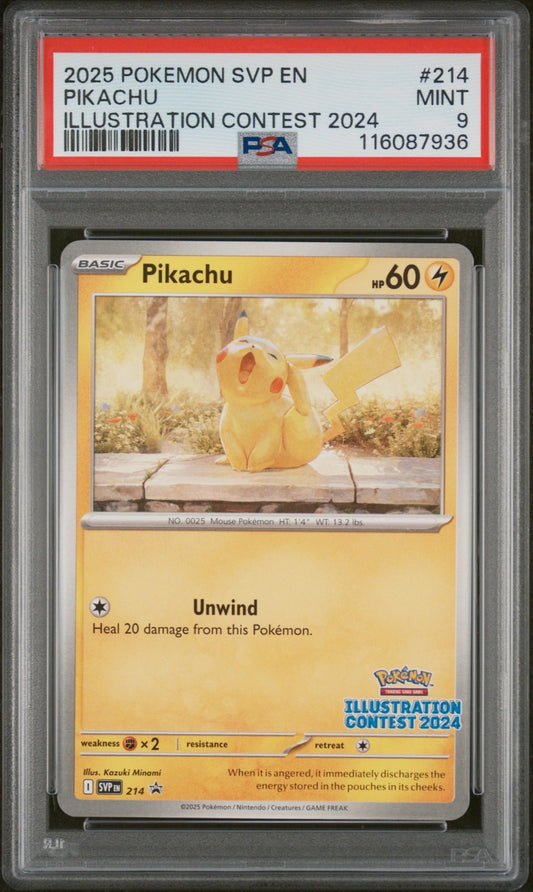 PSA 9 - Pikachu 214 SVP Black Star Promo - Pokemon Illustration Contest 2024