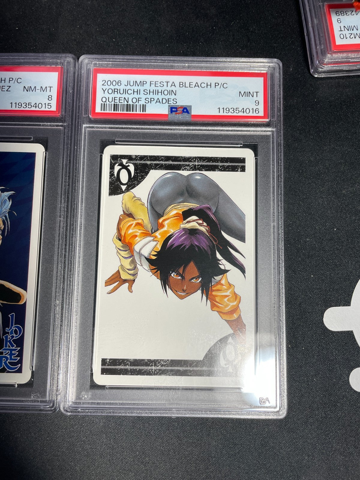 RESERVED PSA 8/9 Lot Kenpachi Grimmjow & Yoruichi Bleach Jump Festa 2006 Poker