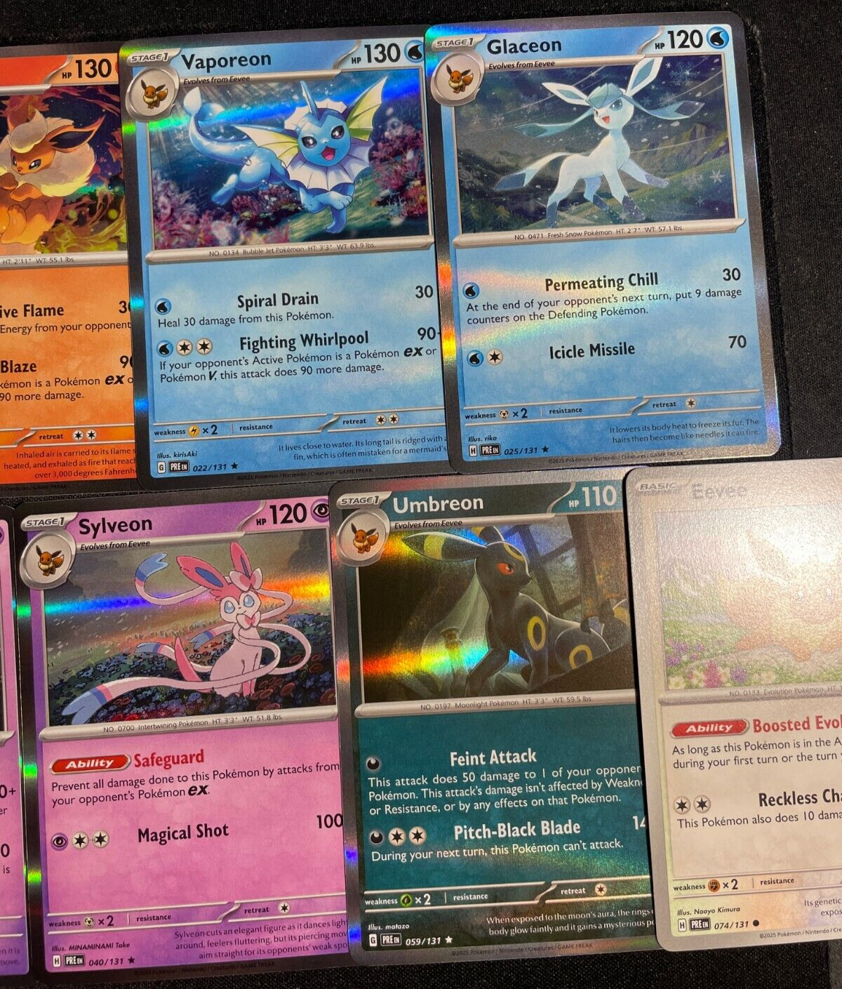 All 8 Eeveelutions Holos & Non Holo Eevee Set - Prismatic Evolutions Pokemon TCG