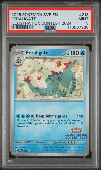 PSA 9 - Feraligatr 213 SVP Pokemon Illustration Contest 2024 Black Star Promo