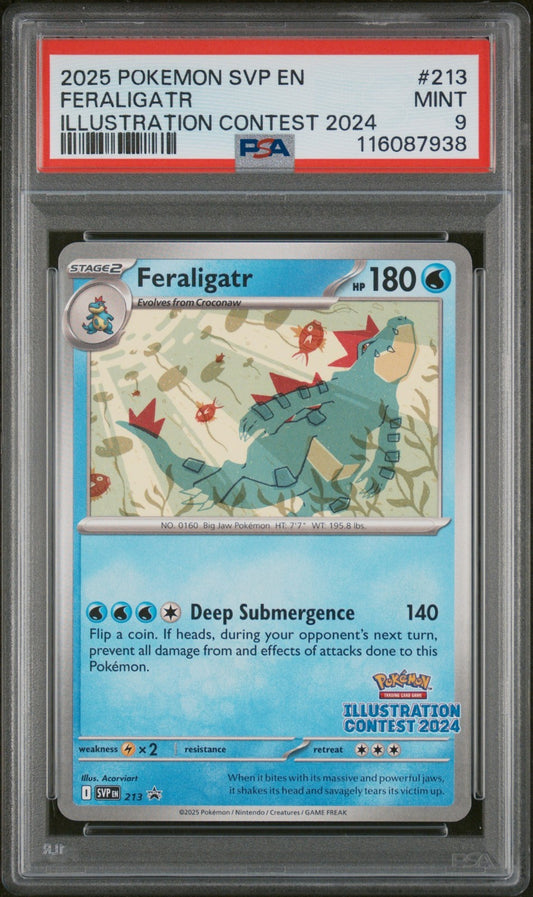PSA 9 - Feraligatr 213 SVP Pokemon Illustration Contest 2024 Black Star Promo