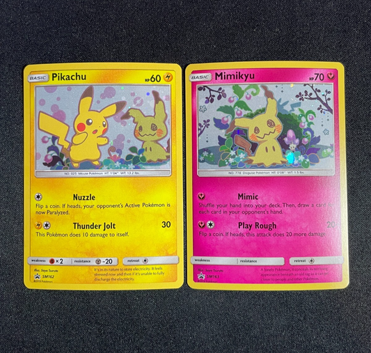 Pikachu SM162 & Mimikyu SM163 Holo Pokemon Sun & Moon Team Up Blister Promos NM