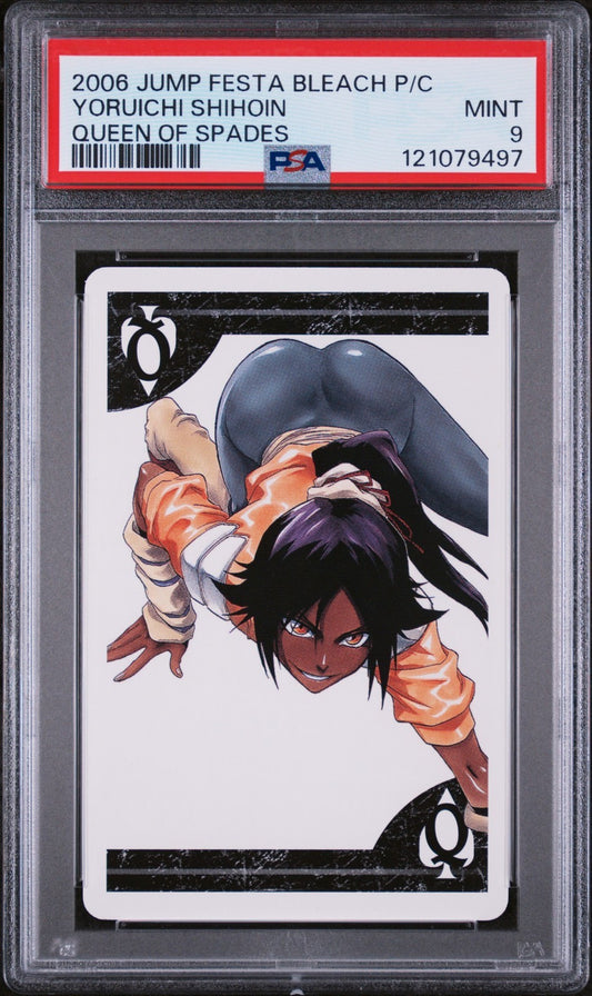 PSA 9 - Yoruichi Shihoin Q. of Spades Bleach Jump Festa 2006 Poker Playing Card