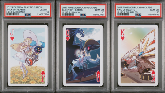 PSA 10 Sequential - Lillie Cosmog Lunala & Solgaleo Hearts Set - Pokemon Poker