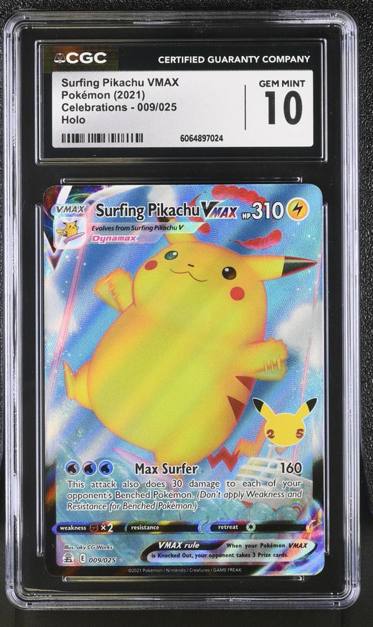 CGC 10 - Surfing Pikachu VMAX 009/025 - Pokemon Celebrations 25th Sword & Shield