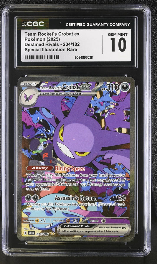 CGC 10 - Team Rocket's Crobat ex 234/182 SIR - Pokemon Destined Rivals Gem Mint